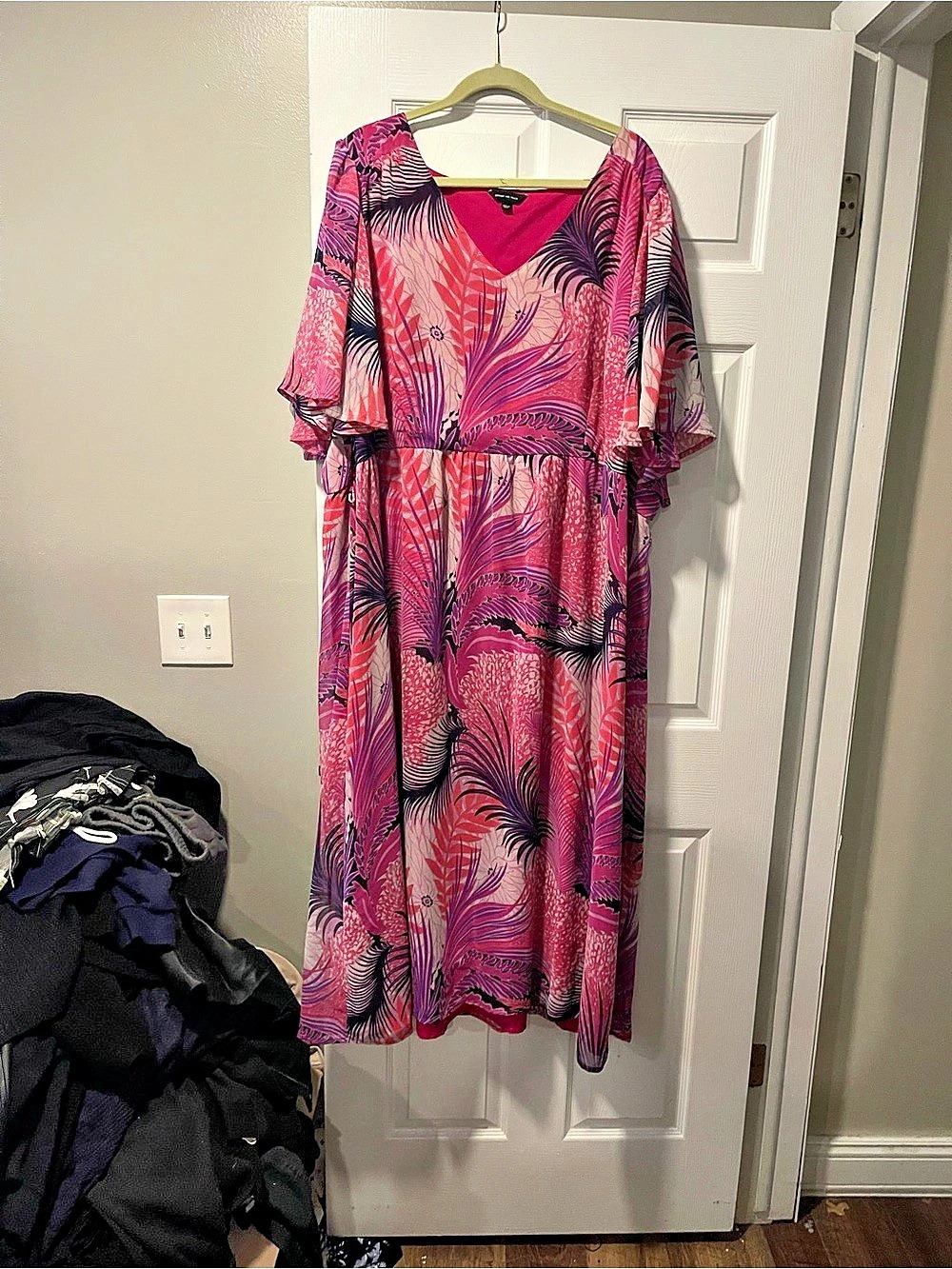 Anne Klein Pink & Purple Abstract Midi Dress